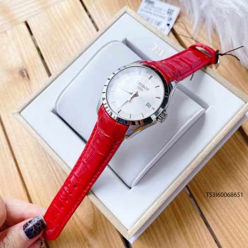 đồng hồ tissot 1853 nữ dây da màu đỏ chính hãng