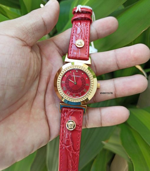Đồng hồ Versace nữ siêu cấp dây da màu đỏ