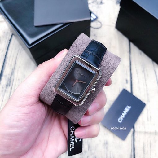 Đồng hồ Chanel Nữ mặt vuông siêu cấp dây màu đen giá rẻ