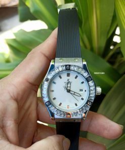 Đồng hồ Hublot Nữ đính đá full viền dây cao su màu đen