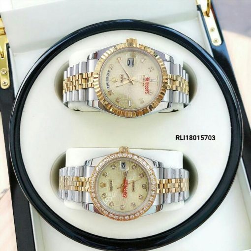 Đồng hồ rolex cặp nam nữ dây kim loại giá rẻ
