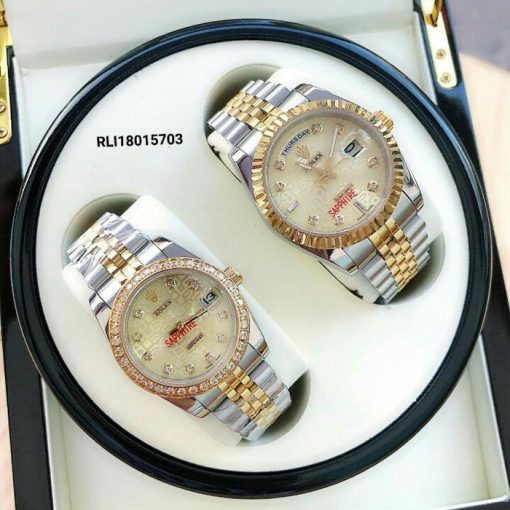 Đồng hồ rolex cặp nam nữ dây kim loại giá rẻ