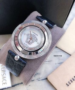 Đồng hồ Versace dây da đen cao cấp mặt xoay