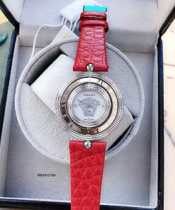 Đồng hồ Versace dây da đỏ cao cấp mặt xoay