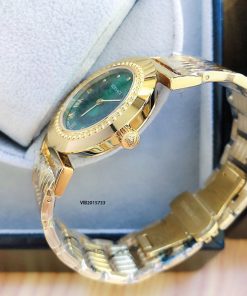 Đồng hồ Versace Vanitas nữ dây kim loại vàng mặt xanh cao cấp