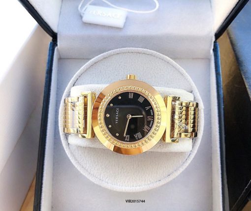 Đồng hồ Versace Vanitas Nữ dây kim loại vàng mặt đen cao cấp