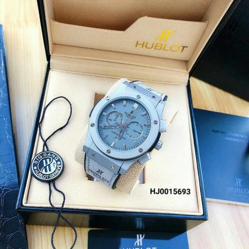 Đồng Hồ Hublot Geneve Chronograph Cặp Nam Nữ siêu cấp dây màu xám