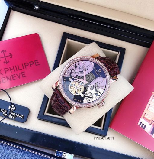 đồng hồ Patek Philippe genneve nam máy lộ cơ đẹp dây da đa điểu giá rẻ tại tphcm