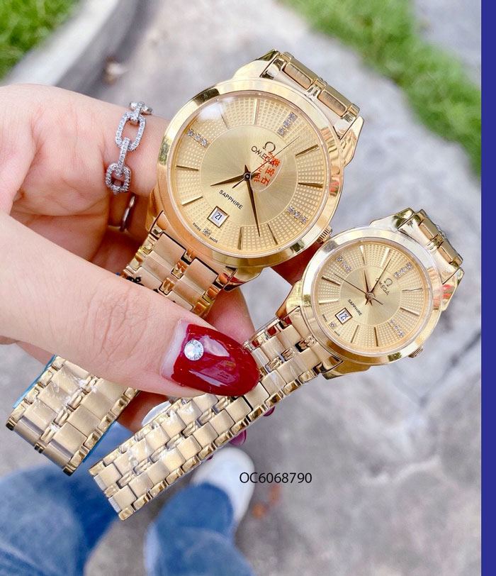 Đồng hồ cặp đôi nam nữ đeo tay SL dây da viền vàng lộ máy đẹp thời trang giá  rẻ Winsley - MixASale