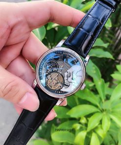 Đồng hồ đeo tay nam Patek Philippe máy cơ Thụy Sĩ dây đà điểu màu đen cao cấp giá rẻ fullbox