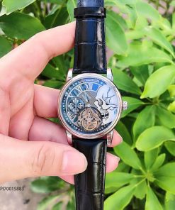 Đồng hồ đeo tay nam Patek Philippe máy cơ Thụy Sĩ dây đà điểu màu đen cao cấp giá rẻ