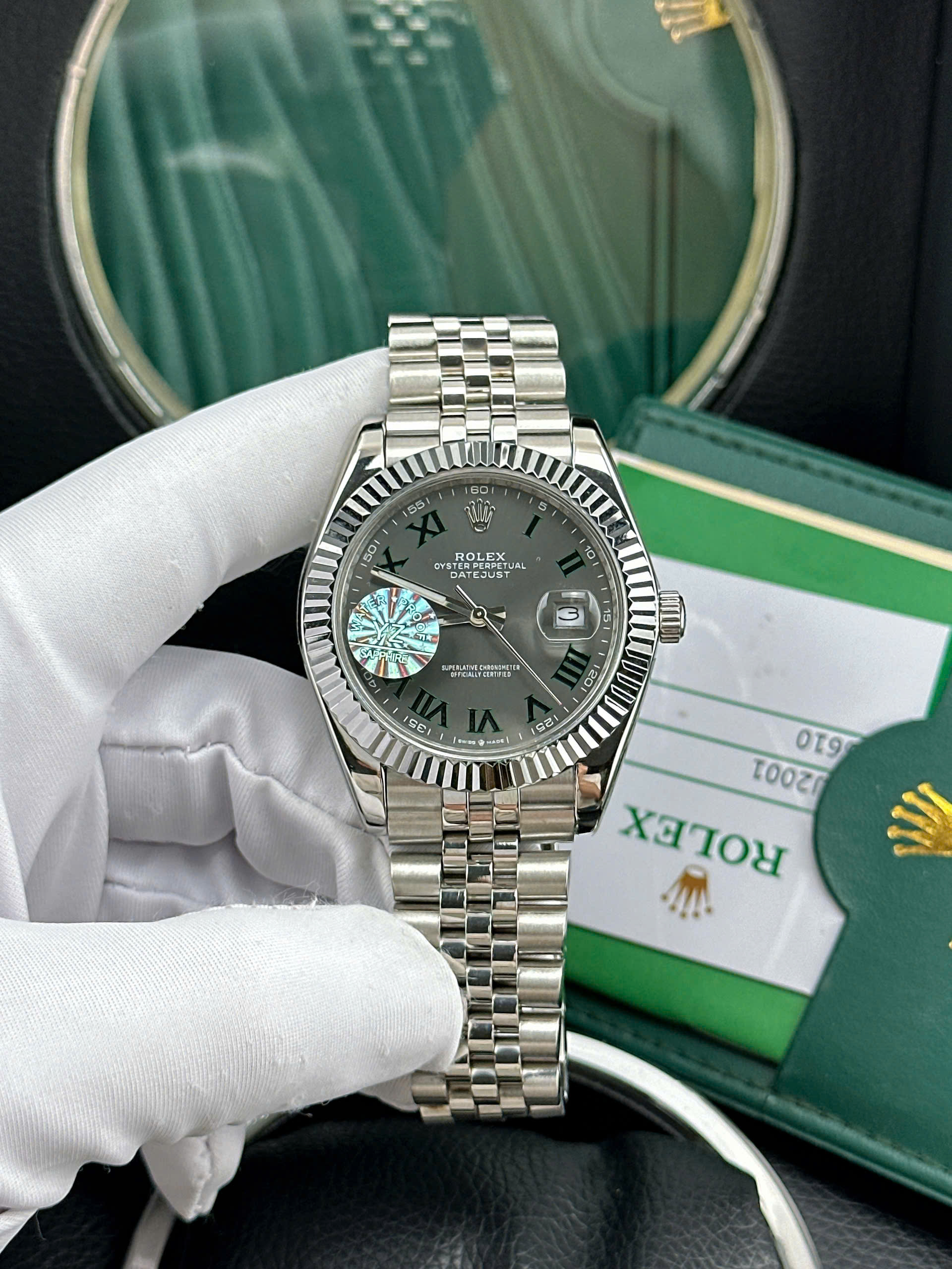 Đồng hồ Nam Rolex Oyster Perpetual Datejust mặt xám siêu cấp