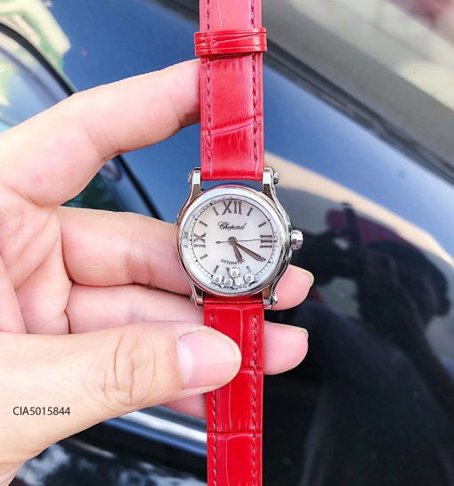 Đồng hồ Chopard nữ Happy Sport replica 1:1 dây da đỏ