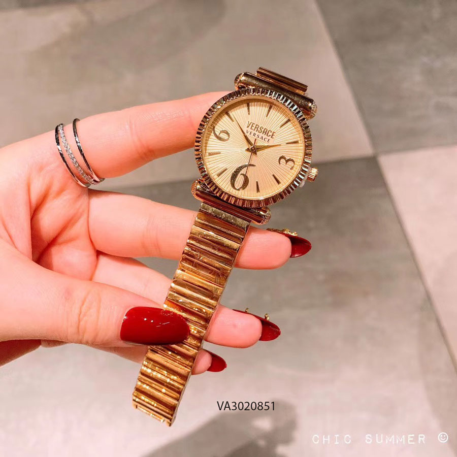 Đồng hồ versace dây kim loại nữ dây mạ vàng cao cấp giá rẻ