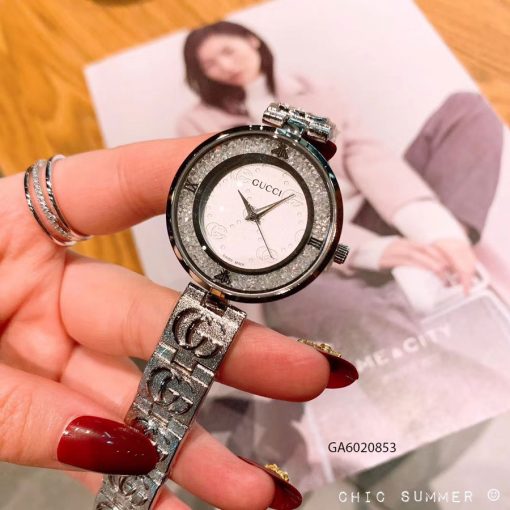 đồng hồ gucci nữ dây kim loại trắng cao cấp giá rẻ