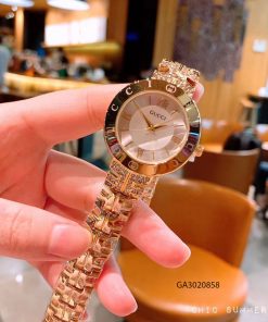 Đồng hồ nữ Gucci viền chữ đính đá mặt trắng cao cấp giá rẻ