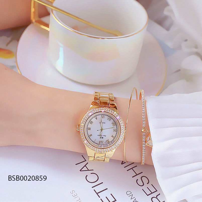 Đồng hồ đeo tay nữ Bee Sister mặt đá xoay vàng cao cấp giá rẻ