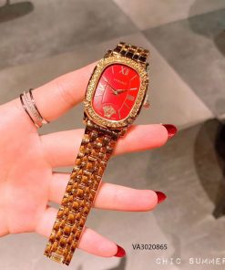 đồng hồ versace nữ dây kim loại mặt đỏ cao cấp giá rẻ