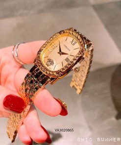 đồng hồ versace nữ dây kim loại mạ vàng mặt hồng cao cấp giá rẻ