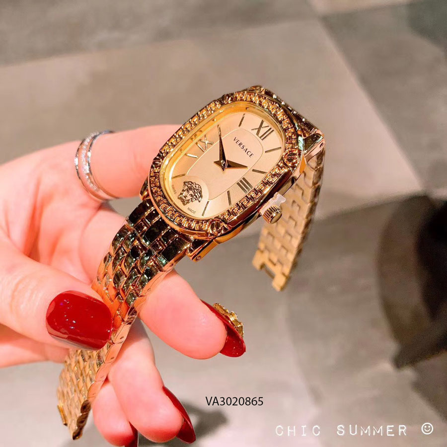 đồng hồ versace nữ dây kim loại mạ vàng mặt hồng cao cấp giá rẻ