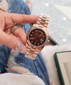 Đồng hồ Nữ Rolex Oyster Datejust màu nâu Siêu cấp giá rẻ fullbox