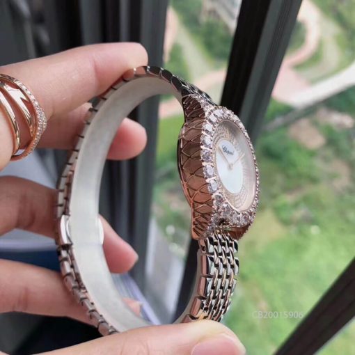 độ dày đồng hồ nữ Chopard L’Heure Du Diamant máy Thụy Sĩ rose gold