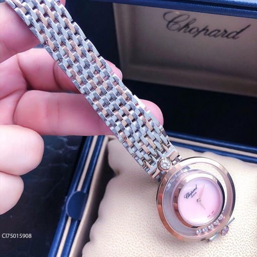dây đồng hồ đeo tay Chopard dòng Happy Diamond demi mặt hồng replica 1:1