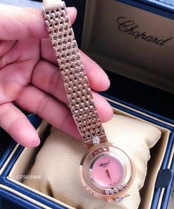 Đồng hồ nữ Chopard dòng Happy Diamond mặt hồng replica 1:1