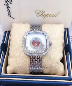 Đồng hồ nữ Chopard dòng Happy Diamond mặt vuông đỏ replica 1:1