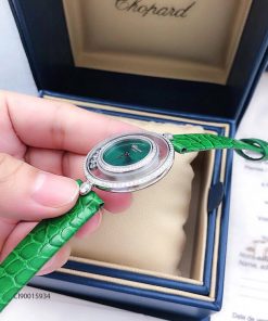 độ dày đồng hồ đeo tay nữ Chopard Happy Diamond dây da xanh replica 1:1