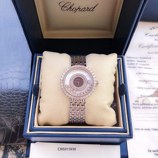 Đồng hồ đeo tay nữ Chopard dòng Happy Diamond demi đỏ replica 1:1
