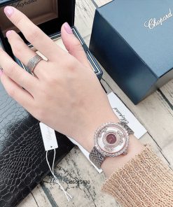 Đồng hồ đeo tay nữ Chopard dòng Happy Diamond demi đỏ replica 1:1