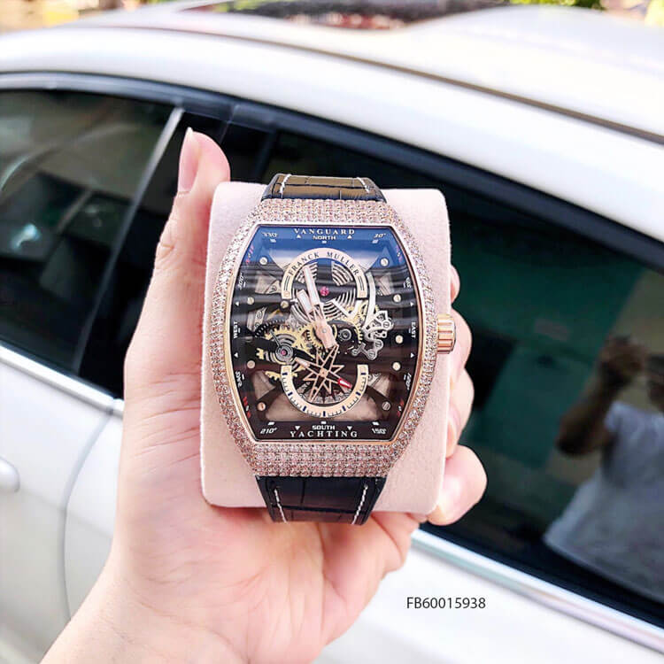 Đồng hồ nam Franck muller Vanguard V45 SC DT lộ cơ Thụy Sĩ viền vàng Fullbox giá rẻ