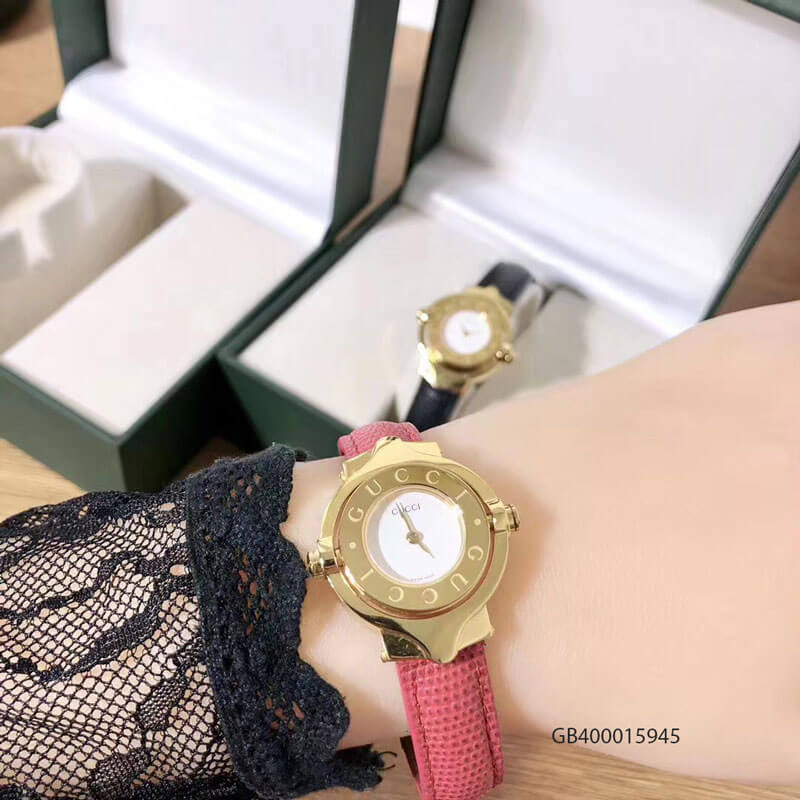 Đồng hồ đeo tay nữ Gucci Vintage dạng lắc mặt xoay cao cấp hồng giá rẻ fullbox