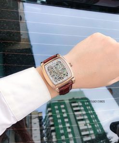 đồng hồ đeo tay nam Patek Philippe máy cơ thụy sĩ da cá sấu màu nâu giá rẻ