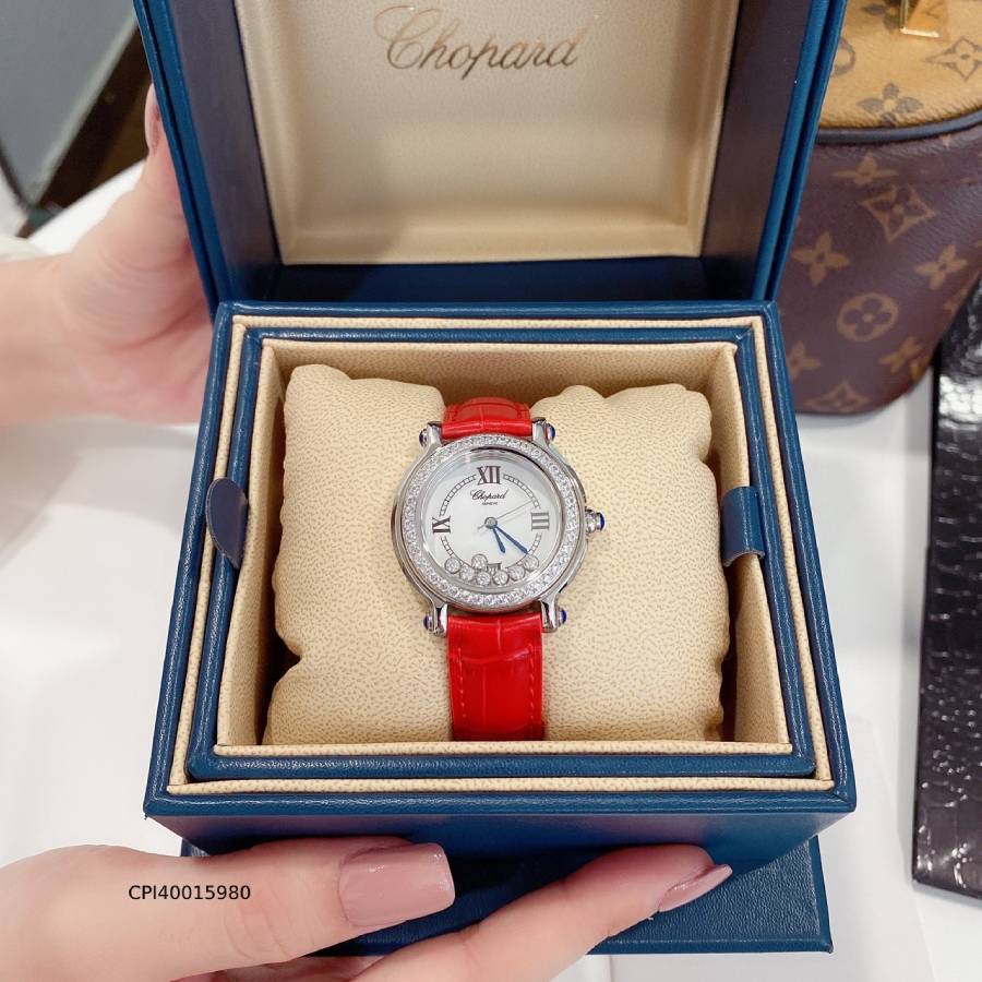 Đồng hồ đeo tay nữ Chopard Happy Diamond dây da cao cấp