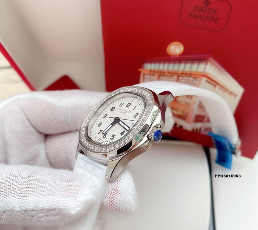 Đồng hồ Patek Philippe Nautilus nữ máy Nhật cao cấp dây cao su trắng