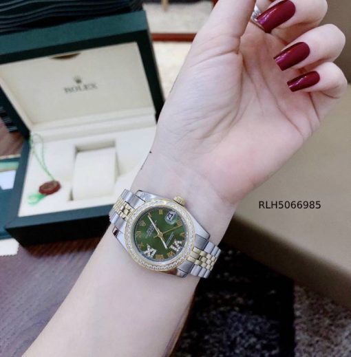 Đồng hồ Rolex ngọc trinh dây kim loại đính đá
