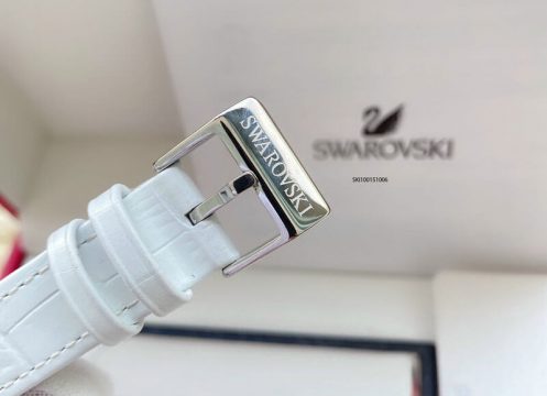 Đồng hồ Swarovski Diamond nữ viền đính đá Bezel cao cấp dây trắng