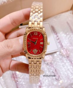 Đồng hồ Versace nữ dây kim loại mặt đỏ ovan giá rẻ