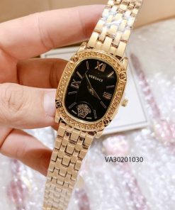 Đồng hồ Versace nữ dây kim loại mặt xanh ovan giá rẻ