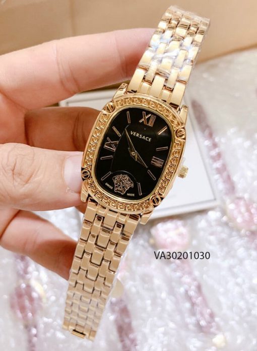 Đồng hồ Versace nữ dây kim loại mặt xanh ovan giá rẻ