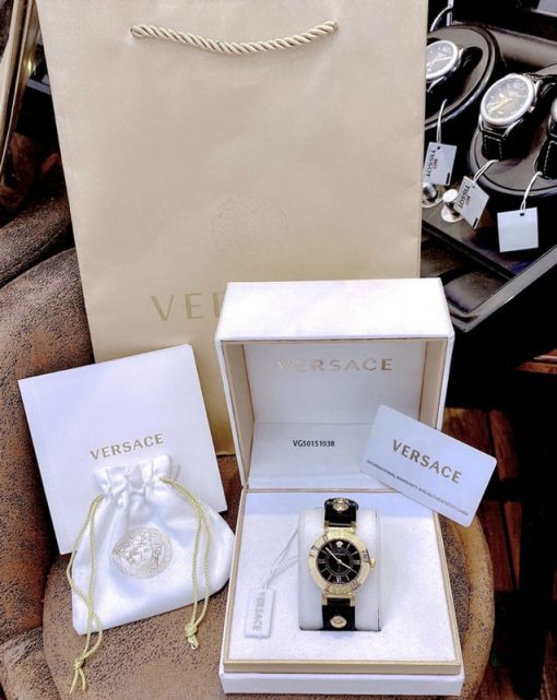 Đồng hồ Versace Tribute Leather dây da đen