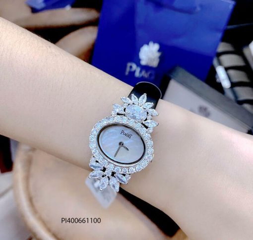 Đồng hồ Piaget White Gold Sapphire Diamond Luxury Dây Da