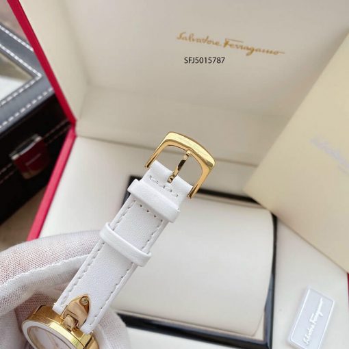 Đồng hồ nữ Salvatore Ferragamo dây da trắng máy thụy sĩ cao cấp