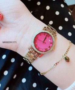 Đồng hồ Micheal Kors MK3708 mặt hồng viền đá cao cấp