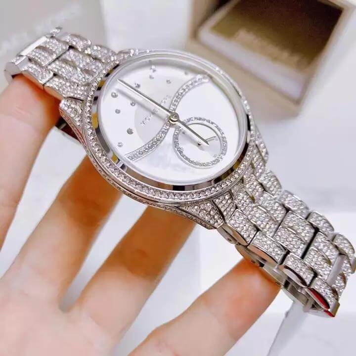 Womens Michael Kors Wren Steel Silver Crystalized Chronograph Watch MK6317   YouTube
