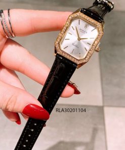 đồng hồ rolex nữ dây da đen viền vàng mini giá rẻ