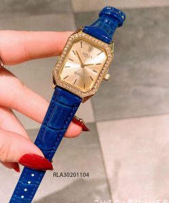đồng hồ rolex nữ dây da xanh viền vàng mini giá rẻ