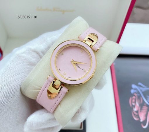 Đồng hồ nữ Salvatore Ferragamo dây da màu hồng